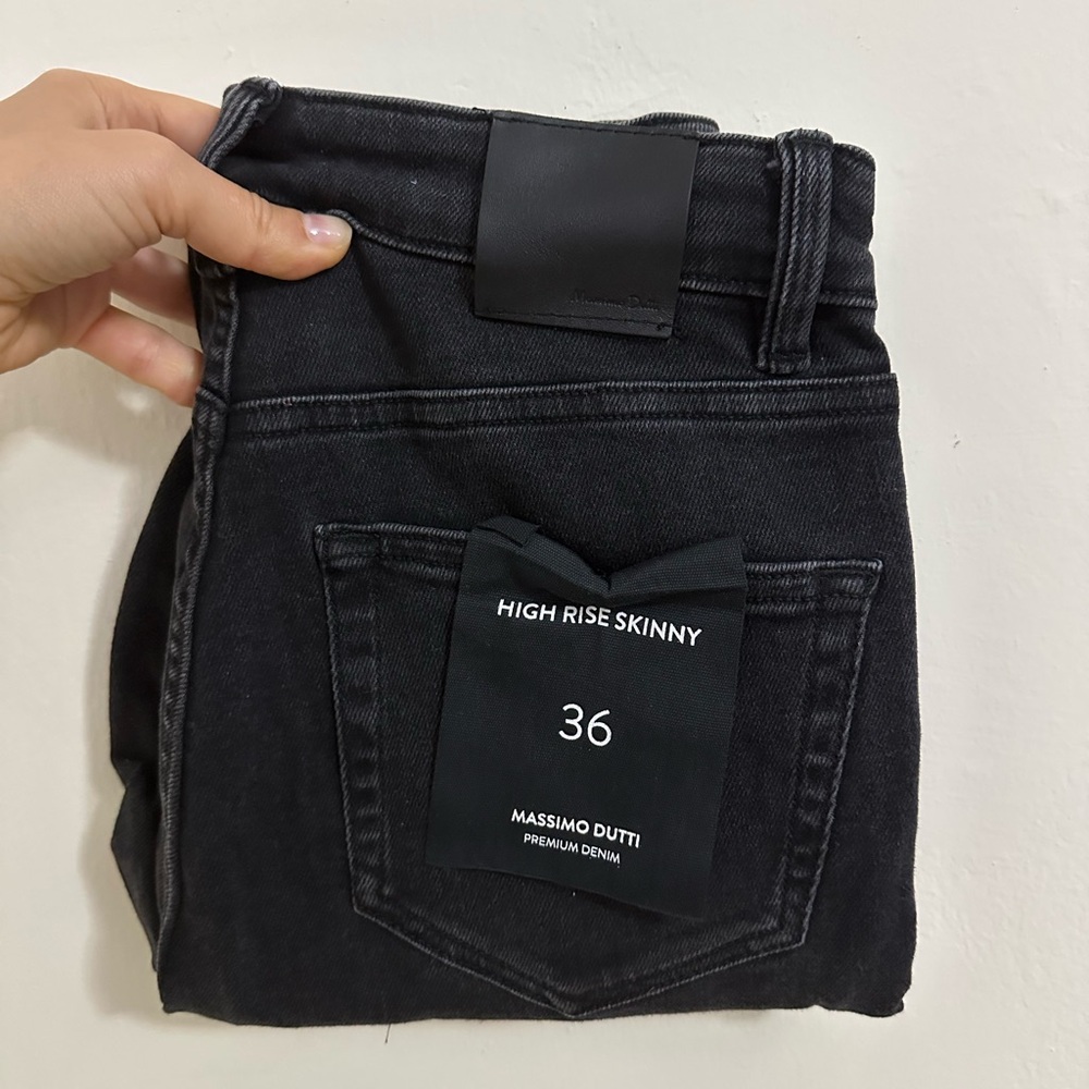 Massimo Dutti High Rise Charcoal Skinny Jeans